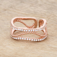 Marina 0.5ct Crystal Rose Gold Abstract Cuff Ring