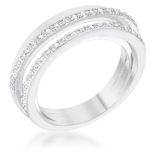 Lynn 0.25ct CZ Twisted Trio Band Ring, Rhodium