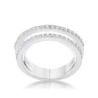 Lynn 0.25ct Crystal Twisted Trio Band Ring, Rhodium