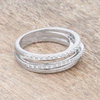 Lynn 0.25ct Crystal Twisted Trio Band Ring, Rhodium