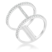 Christina Open Contemporary Wide Ring, Rhodium with Cubic Zirconia