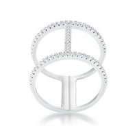 Christina Open Contemporary Wide Ring, Rhodium with Cubic Zirconia
