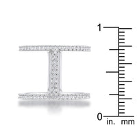 Christina Open Contemporary Wide Ring, Rhodium with Cubic Zirconia