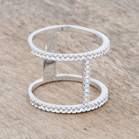Christina Open Contemporary Wide Ring, Rhodium with Cubic Zirconia