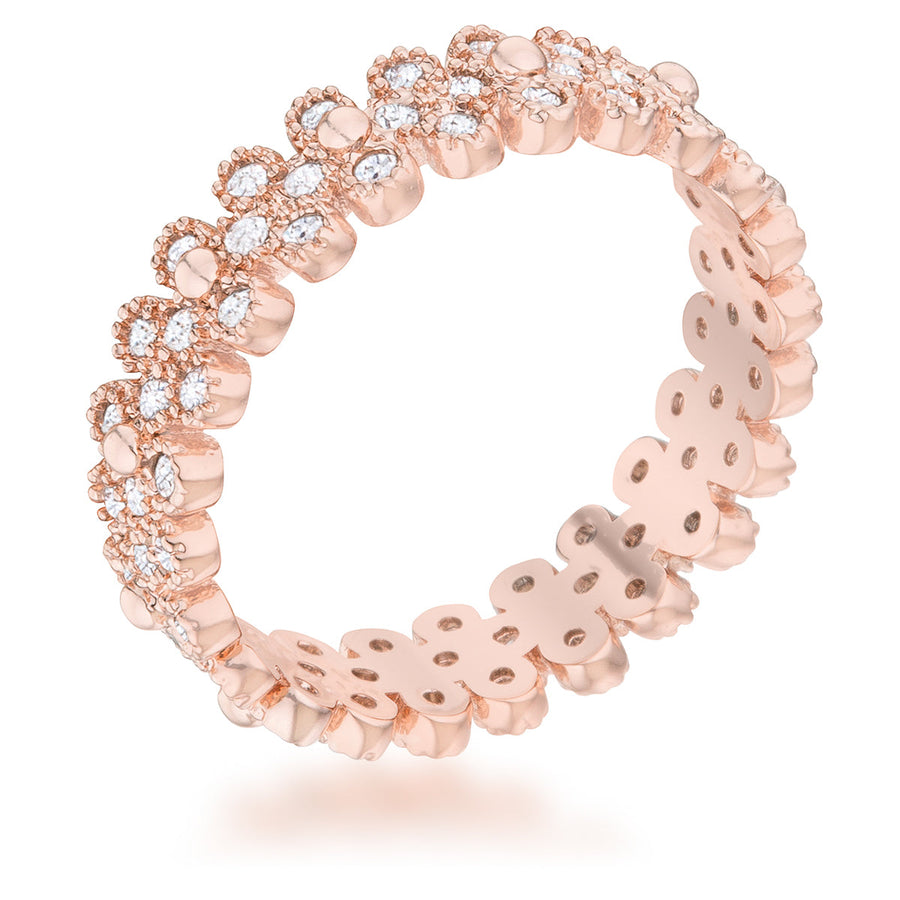 Clara 1ct Crystal Rose Gold Textured Bezel Eternity Ring