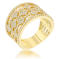 Marlene 0.6ct Crystal Gold Wide Band Cocktail Ring