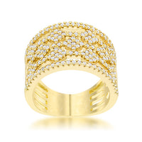 Marlene 0.6ct Crystal Gold Wide Band Cocktail Ring