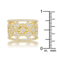 Marlene 0.6ct Crystal Gold Wide Band Cocktail Ring