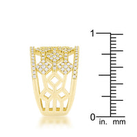 Marlene 0.6ct Crystal Gold Wide Band Cocktail Ring