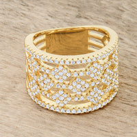 Marlene 0.6ct Crystal Goldtone Wide Band Cocktail Ring