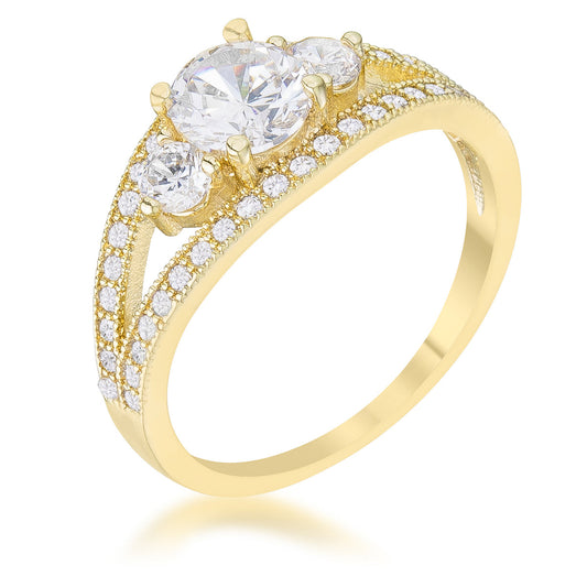 Genna Delicate Classic Goldtone Ring with CZ