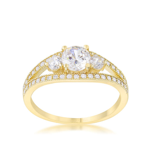Genna Delicate Classic Goldtone Ring with CZ