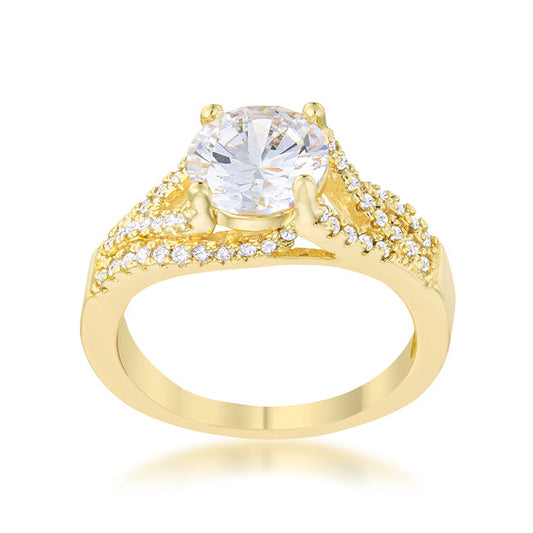 Irine 2.3ct CZ Goldtone Twist Ring
