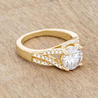 Irine 2.3ct Crystal Goldtone Twist Ring