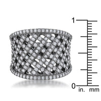 Brin Hematite Woven Wide Ring, 1.4ct Crystal