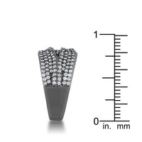 Kina Clear and Jet Black Crystal Hematite Cocktail Ring
