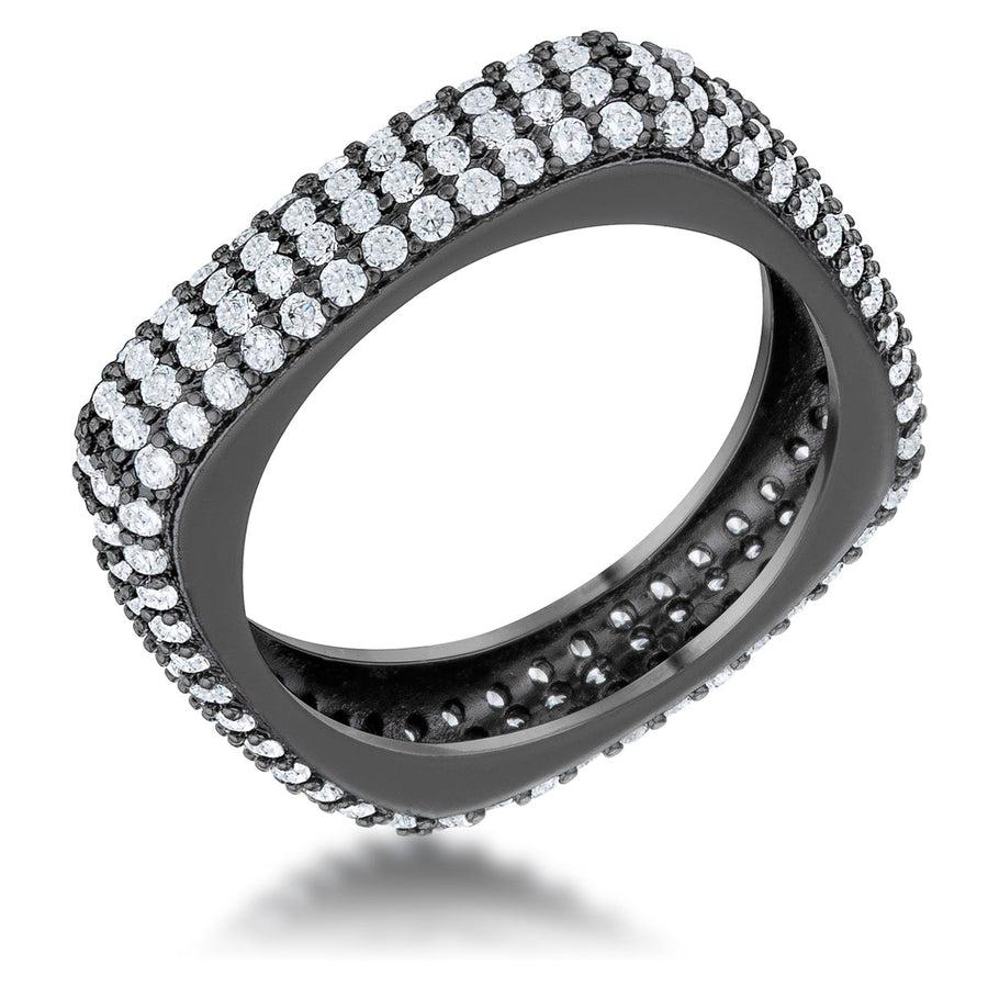 Jana Hematite Square Pave Band Ring, 1.29ct Crystal