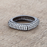 Jana Hematite Square Pave Band Ring, 1.29ct Crystal