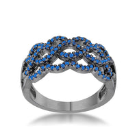 Brina Sapphire Crystal Hematite Twist Ring