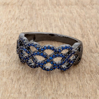 Brina Sapphire Crystal Hematite Twist Ring