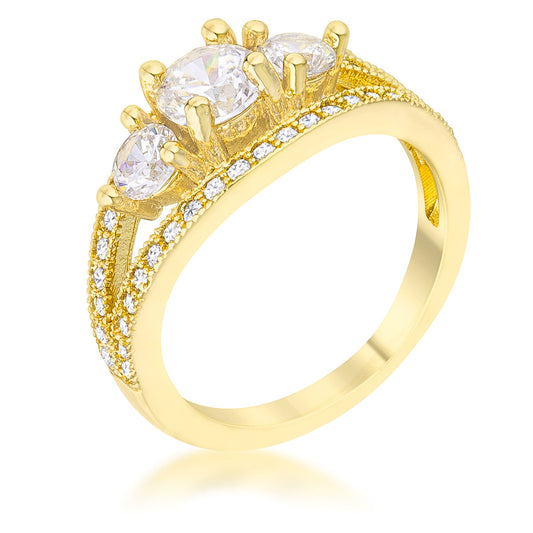 Geneviere 1.45ct CZ Goldtone Classic Ring