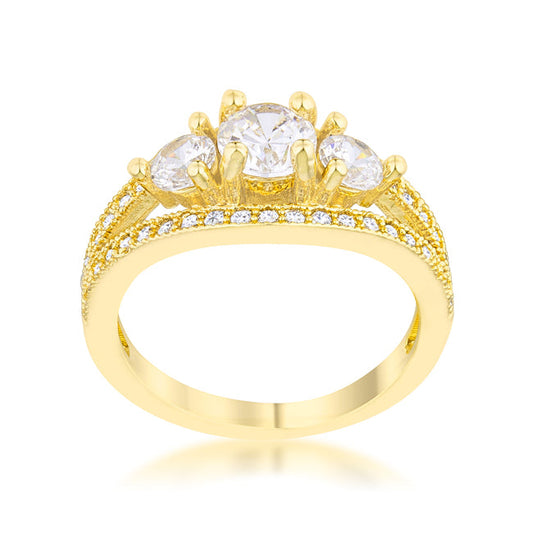 Geneviere 1.45 ct CZ Goldtone Classic Ring