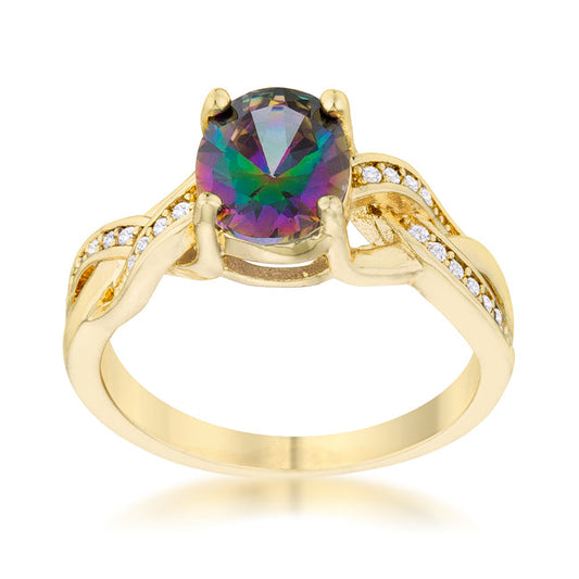 Justine 2ct Mystic CZ Goldtone Oval Ring