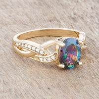 Justine 2ct Mystic Crystal Goldtone Oval Ring