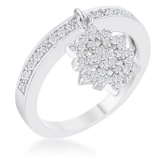 Snowflake 0.35ct CZ Rhodium Charm Band Ring