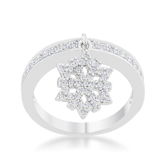 Snowflake Pavé CZ Rhodium Charm Band