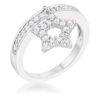 Star Charm Crystal Rhodium Holiday Band Ring