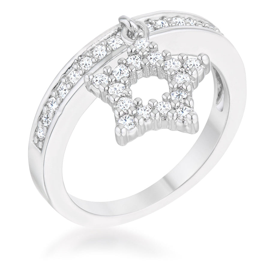 Star Charm Crystal Rhodium Band Ring