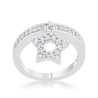 Star 0.25ct Crystal Rhodium Charm Ring