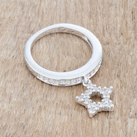 Star Charm Crystal Rhodium Band Ring