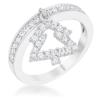 Christmas Tree 0.3ct Crystal Rhodium Charm Ring
