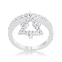 Christmas Tree 0.3ct Crystal Rhodium Charm Ring