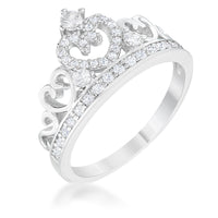 Aurora 0.34ct Crystal Rhodium Heart Crown Ring