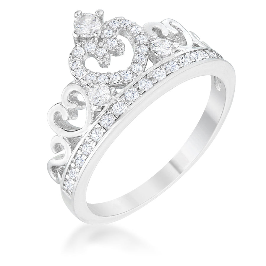 Aurora 0.34ct Crystal Rhodium Heart Crown Ring
