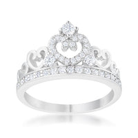Aurora 0.34ct Crystal Rhodium Heart Crown Ring