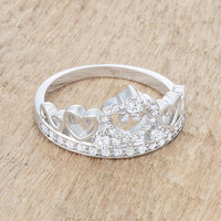 Aurora 0.34ct Crystal Rhodium Heart Crown Ring