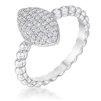 Oval Rhodium Ring with Clear Cubic Zirconia