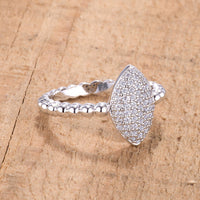 Oval Rhodium Ring with Clear Cubic Zirconia