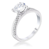 Contemporary Dainty Rhodium-Plated Clear Crystal Engagement Ring
