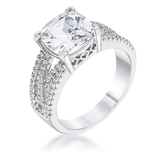 3 Ct Criss-Cross Clear CZ Engagement Ring