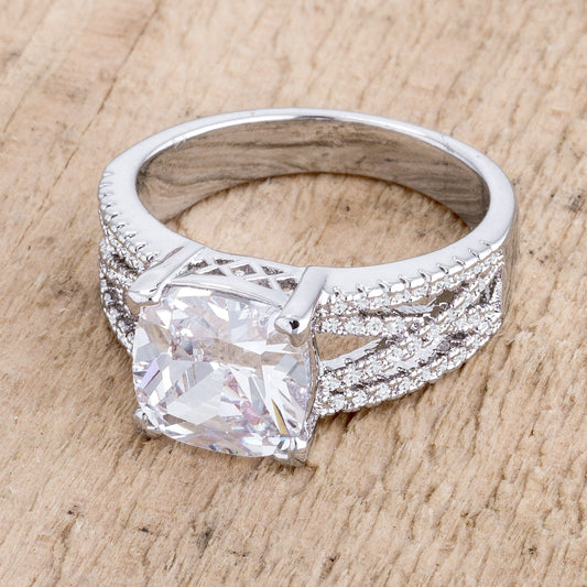 3 Ct Criss-Cross Clear CZ Engagement Ring