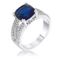 Sapphire Blue Criss-Cross Crystal Engagement Ring