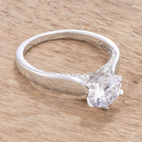 1.56 Ct Rhodium Plated Crystal Solitaire Ring