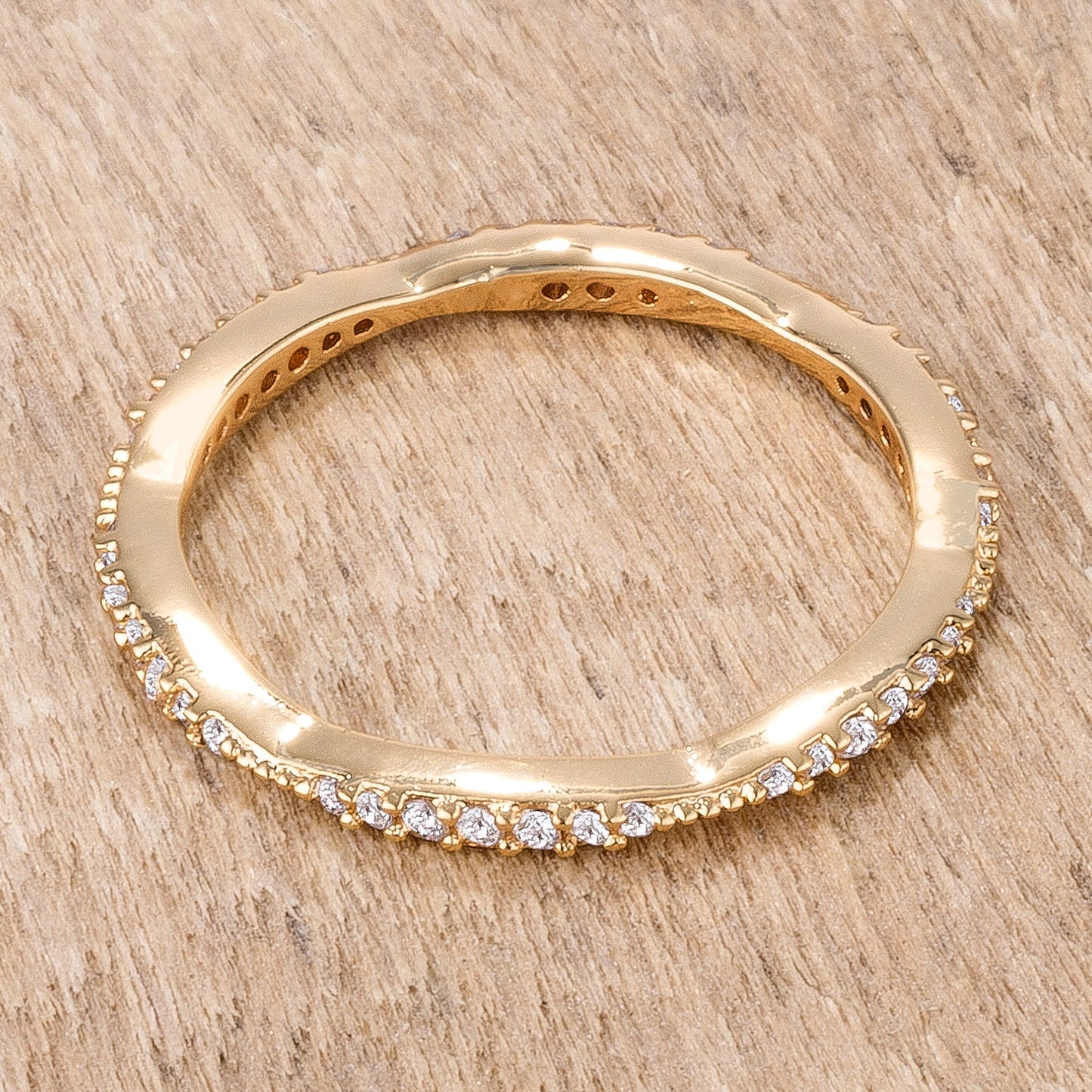 0.42 Ct Dainty 18k Gold Plated Micro Pave CZ Eternity Ring
