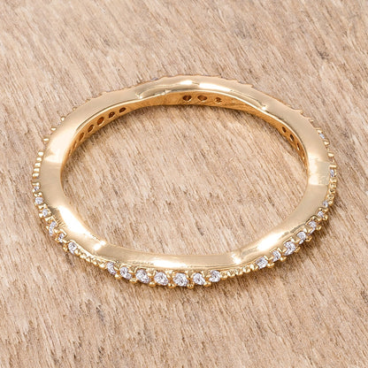 0.42 Ct Dainty 18k Gold Plated Micro Pave CZ Eternity Ring