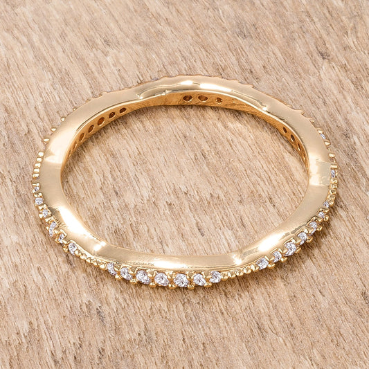 0.42 Ct Dainty 18k Gold Plated Micro Pave CZ Eternity Ring